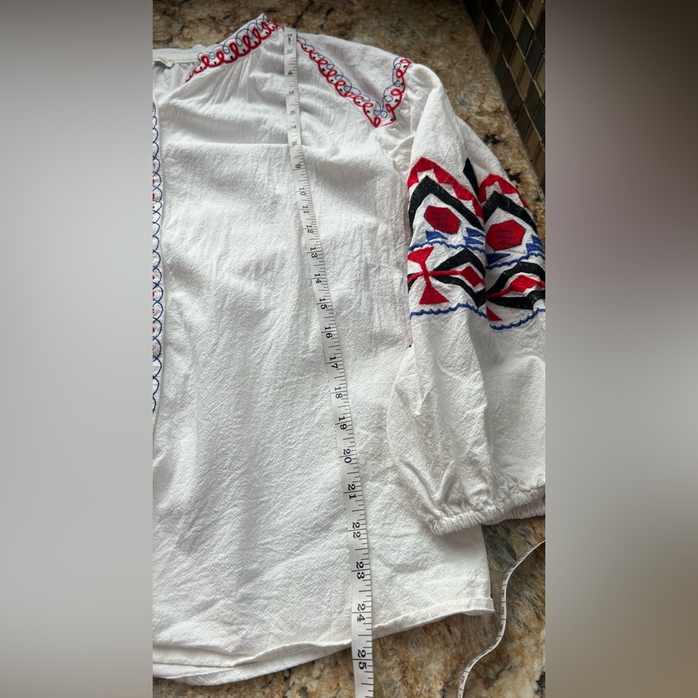 Embroidered Boho long sleeve peasant top - Picture 7 of 8